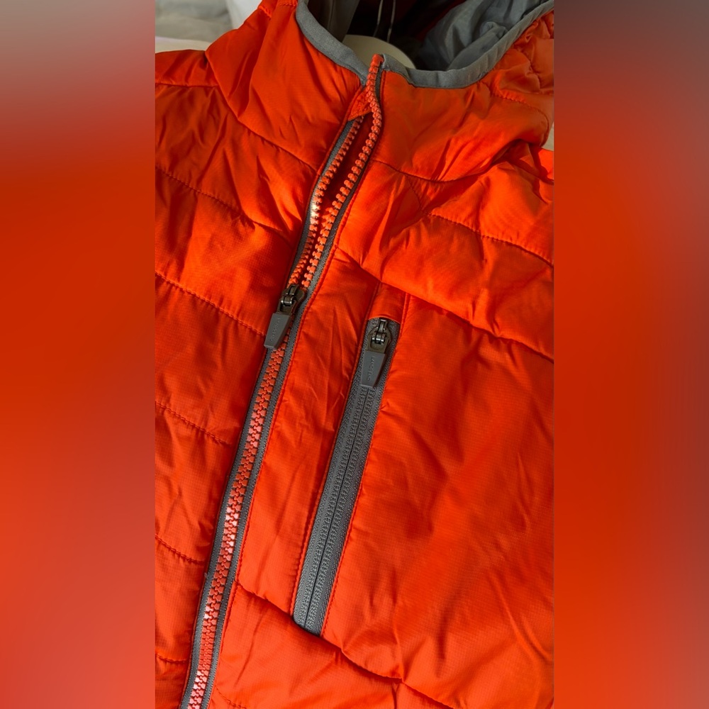 Lands’ End Youth Hooded Packable Puffer Jacket – Orange, Size M (10–12) - Picture 11 of 14
